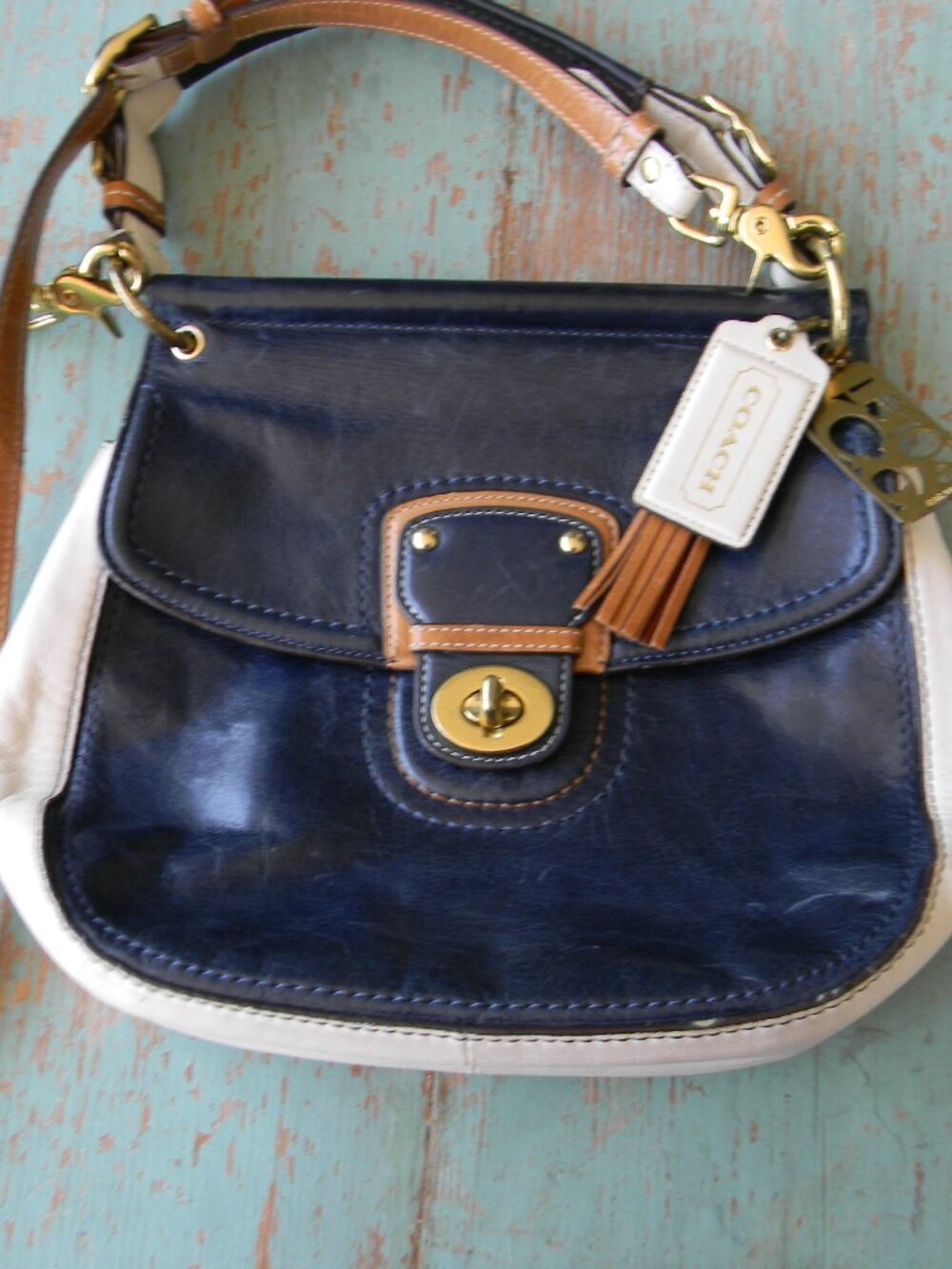 Coach 70th Anniversary Legacy Willis 19031 Navy Leather Colorblock Crossbody - Picture 1 of 10